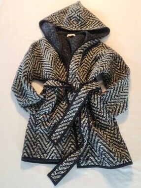 Madewell Herringbone Hooded Wrap Coat Jacket